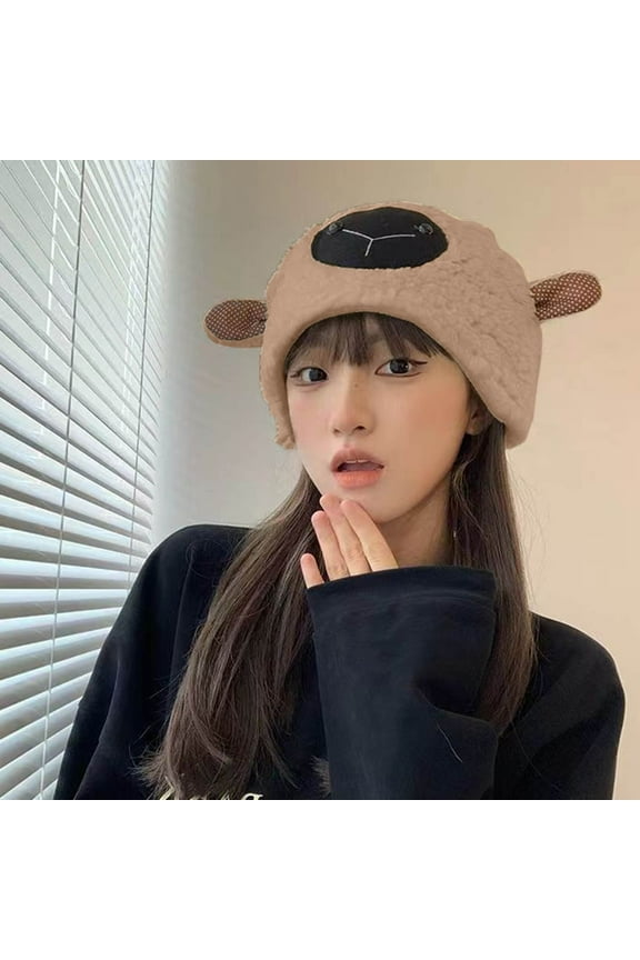 ZSQDM Womens Winter Hat Warm Hat Lambs Wool Hat Bun Hat Soft Earflaps Cartoon Hat Lamb Hat beanies Summer Hats for Women berets Swim Cap for Braids and Dreadlocks Women