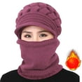 thumbnail image 1 of ZSQDM Womens Winter Warm Elastic Soft Ear Knitted Scarf Hat Fleece Lined Hat Hat Women beanie Sun Hats berets Baseball Caps, 1 of 6
