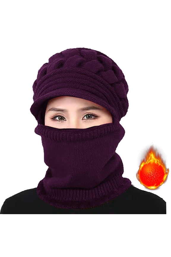 ZSQDM Womens Winter Warm Elastic Soft Ear Knitted Scarf Hat Fleece Lined Hat Hat beanie of Men Hat Press berets Mens Baseball Cap