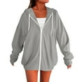 thumbnail image 1 of ZSQDM Zip Up Jackets for Women Fall Basic Lightweight Sweatshirt Print Shirts Drawstring Full Zip Hoodies Oversized Cardigans for Women Women's Sweater Casual Loose Jumper Tops Fall Sweater（M）, 1 of 6