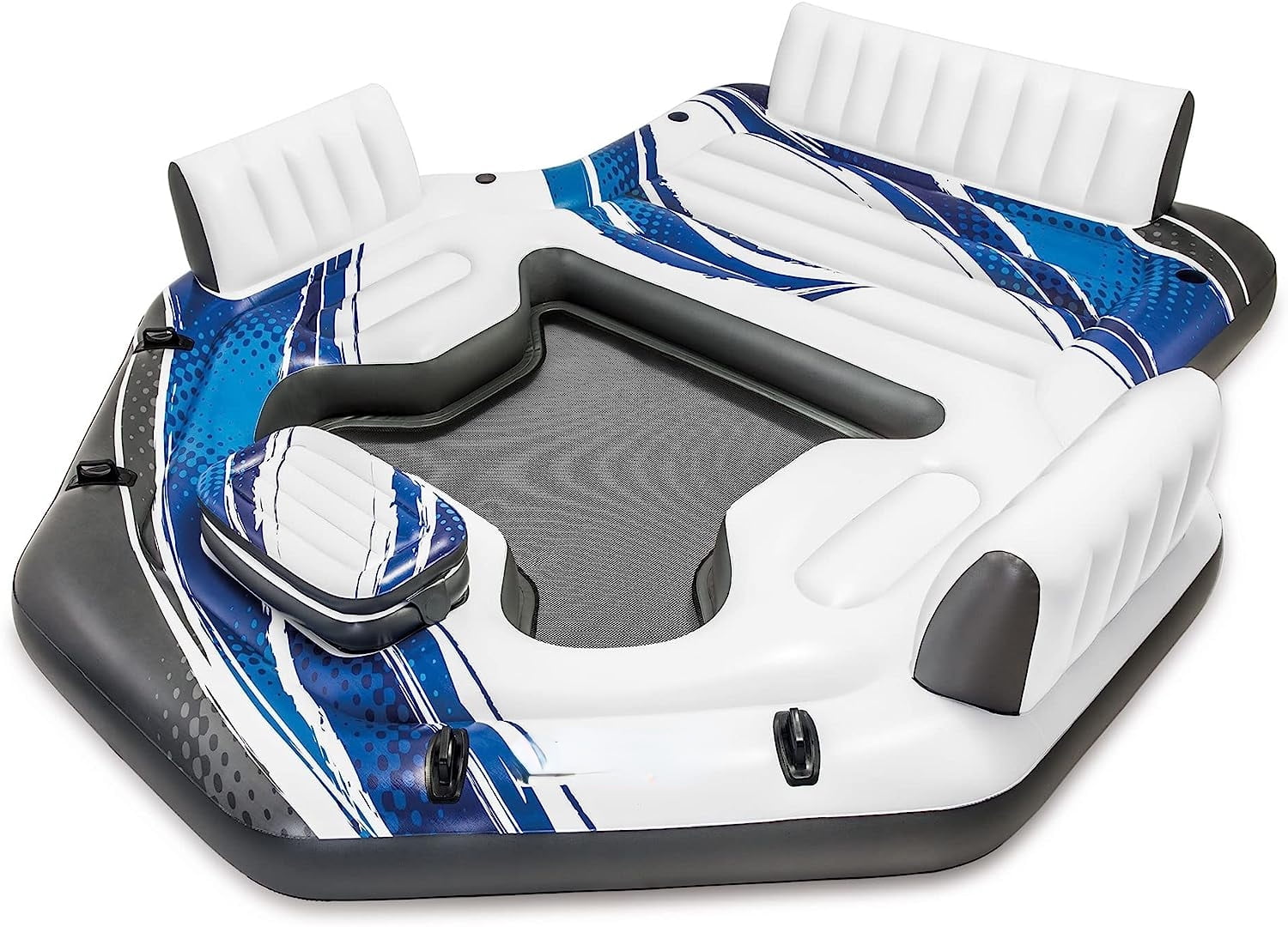 ZSTECH Inflatable Pool Raft for 5, Blue, with Cooler & Cupholders