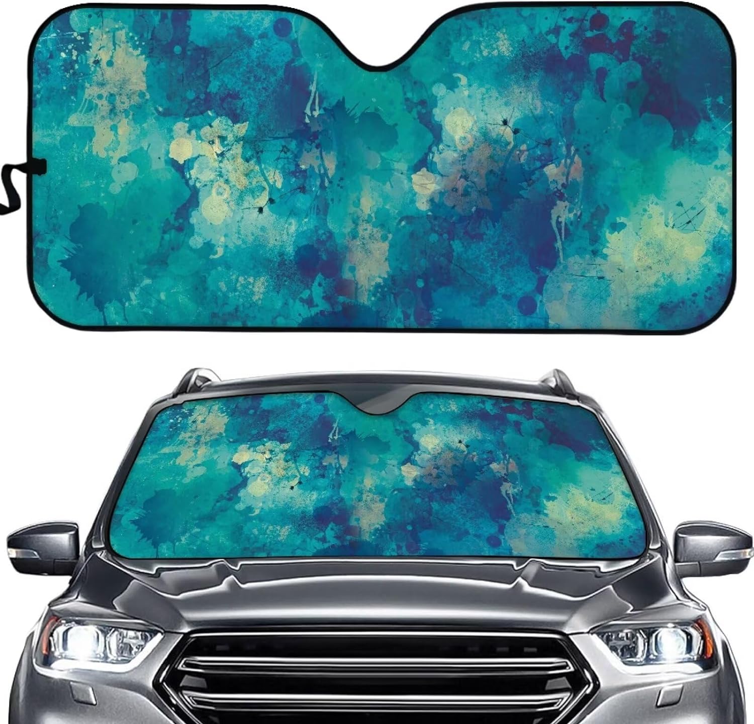 ZSTHI One Piece Car Autoshade Sun Shade,Dog Paw Print Car Sun Shade Autoshade for Protect Sun