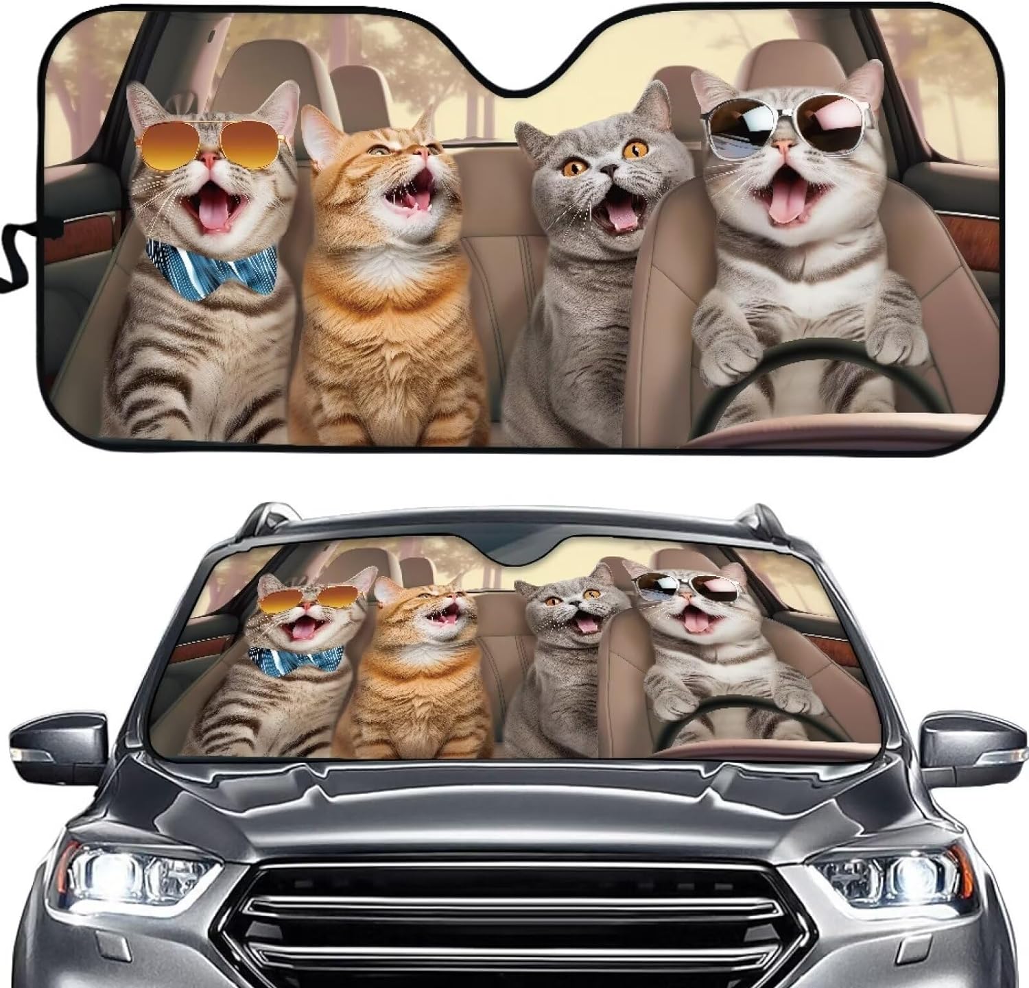 ZSTHI One Piece Car Autoshade Sun Shade,Dog Paw Print Car Sun Shade Autoshade for Protect Sun