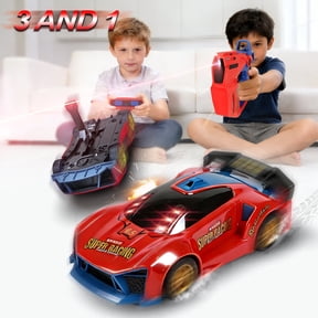 ZSUCC Battle RC Cars Stunt Racing Set, 3 IN 1 4WD Drift Car Toy for Kids Ages 6-12, Dual Controller, & Interactive Combat Game, Parent-Child Sensor Chase Toy for Kids Ages 6+ (Red)