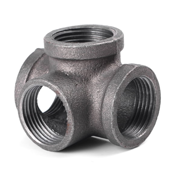 ZSWAL 3/4" 4-Way Side Outlet Tee, Industrial Cast Iron Pipe Fitting