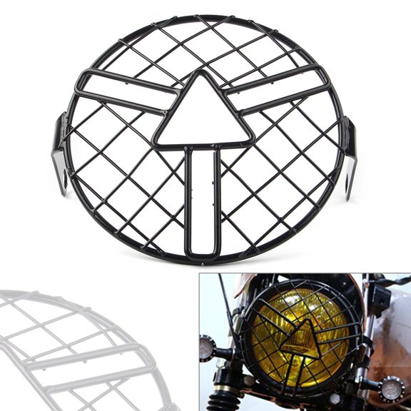 ZSWAL 6.5" Headlight Grill Guard Motorcycle Headlamp Light Cover Suits for Cafe Racer Bobber