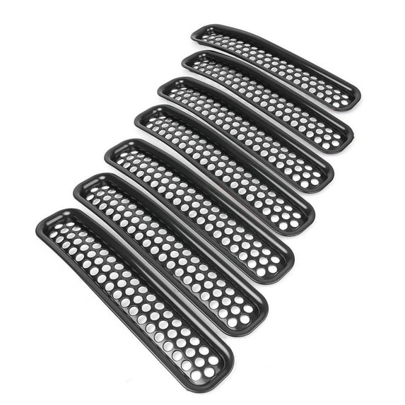 ZSWAL Auto Black 7pcs Front Grille Grill Mesh Frame Inserts Cover Rings Trims Cover Fit for Jeep Wrangler TJ 1997-2006