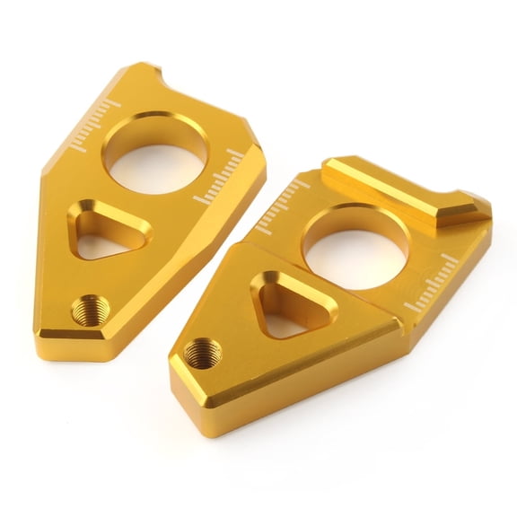 ZSWAL CNC Motorcycle Rear Axle Spindle Chain Adjuster BlockMotorcycle Rear Axle Spindle Chain Adjuster Blocks 6061-T6 Aluminum Gold Fits For Yamaha FZ8/TMAX 530 12-15, FZ1 06-15, YZF R1 05-15, Gold