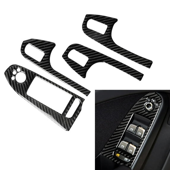 ZSWAL Real Carbon Fiber 4pcs Interior Side Door Armrest Panel Cover Molding Trim Inner Decoration Frame Accessories for Audi A4 B8 2008-2015 Left Hand drive