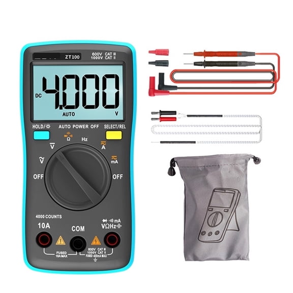 ZT-100 Digital Multimeter, 4000 Counts Voltmeter Ammeter with Hz & Backlight