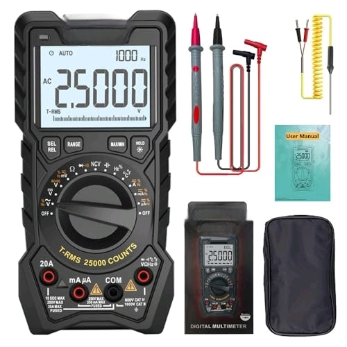 ZT-225 Digital Multimeter True RMS 25000 Counts Auto-Ranging Anti-Burn Measures Voltage Resistance Capacitance Temperature for Electricians Hobbyists Students Home Use$$Tools & Hardware Other