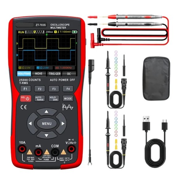 ZT703S 3in1 50MHz 280MS Oscilloscope Multimeter Signal Generator