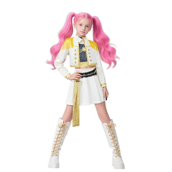 ZTACE POP Singer Stars Costume - Mira Zoey Rumi White Outfit Full Set, Girls Dress up Outfit, Halloween Fancy Party Costumes - White, 160