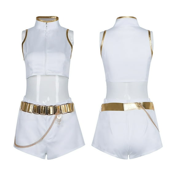 ZTACE kp0p Demon Costume Hunters - Huntrix Mira Zoey Rumi White Outfit Full Set, Girls Cosplay Bodysuits, Halloween Cosplay Costumes - White, 110