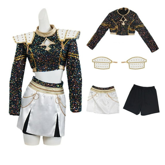 ZTACE POP Singer Stars Costumes - Rumi Golden Cosplay Full Set, Girls Dress up Costumes, Halloween Cosplay Party Outfits - Black, 160