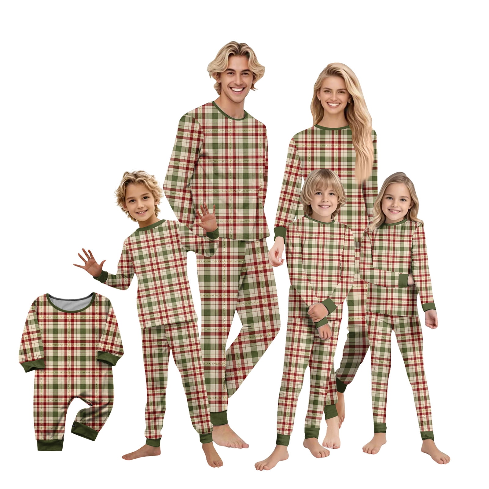 ZTACE Matching Family Christmas Pajamas Sets - Chirstmas Plaid Prints ...