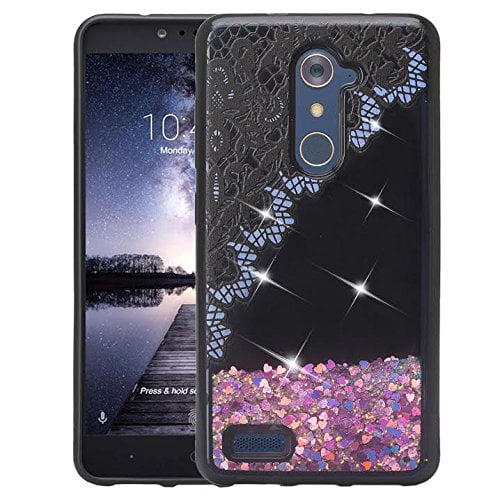ZTE Blade X Max Case, ZTE Carry Case, ZTE ZMAX Pro Case, Luxury Bling Liquid Glitter Case