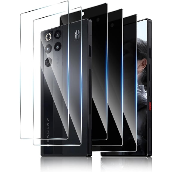 for ZTE nubia Red Magic 11 Pro/11 Pro+ [3+2 pack] Privacy Tempered Glass Front Screen Protector& Tempered Glass Back Screen Protector, 9H Hardness, Anti-Scratch, Full Protector