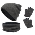 thumbnail image 1 of ZTGD 1 Set Hat Gloves Scarf Solid Color Knitted Lady Windproof Warm Hat Set for Riding, 1 of 8