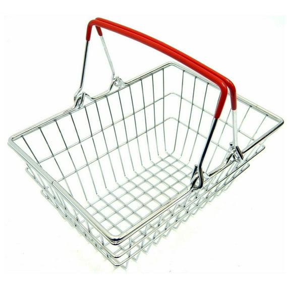 ZTGD Children Miniature Metal Supermarket Shopping Basket Pretend Role Play Toy Gift