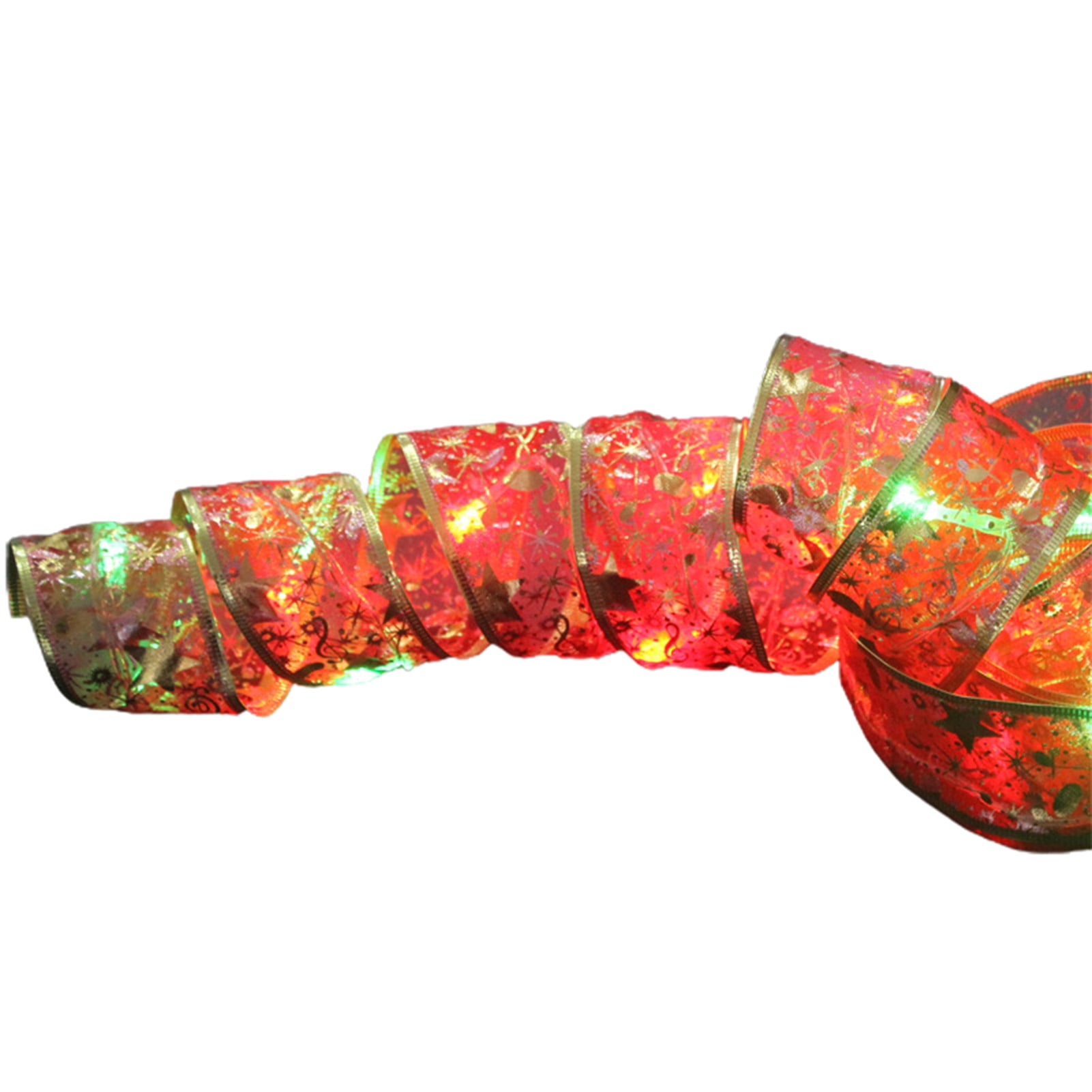 ZTGD Christmas Ribbon with LED Lights Waterproof Fabric Gift Wrapping ...