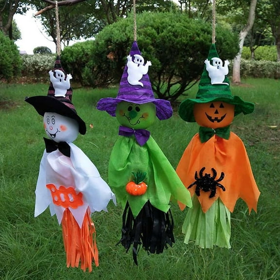ZTGD Halloween Ghost Pumpkin Scarecrow Doll, Halloween Scarecrow Hanging Decoration Harvest Halloween for Easter Thanksgiving Decoration (Green)