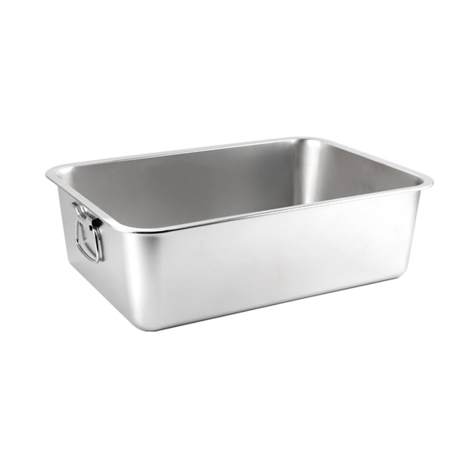 ZTGD Rectangle Stainless Steel Cat Litter Box Broken-resistant Low Entry Open Spacious Metal Litter Pan Pet Accessories