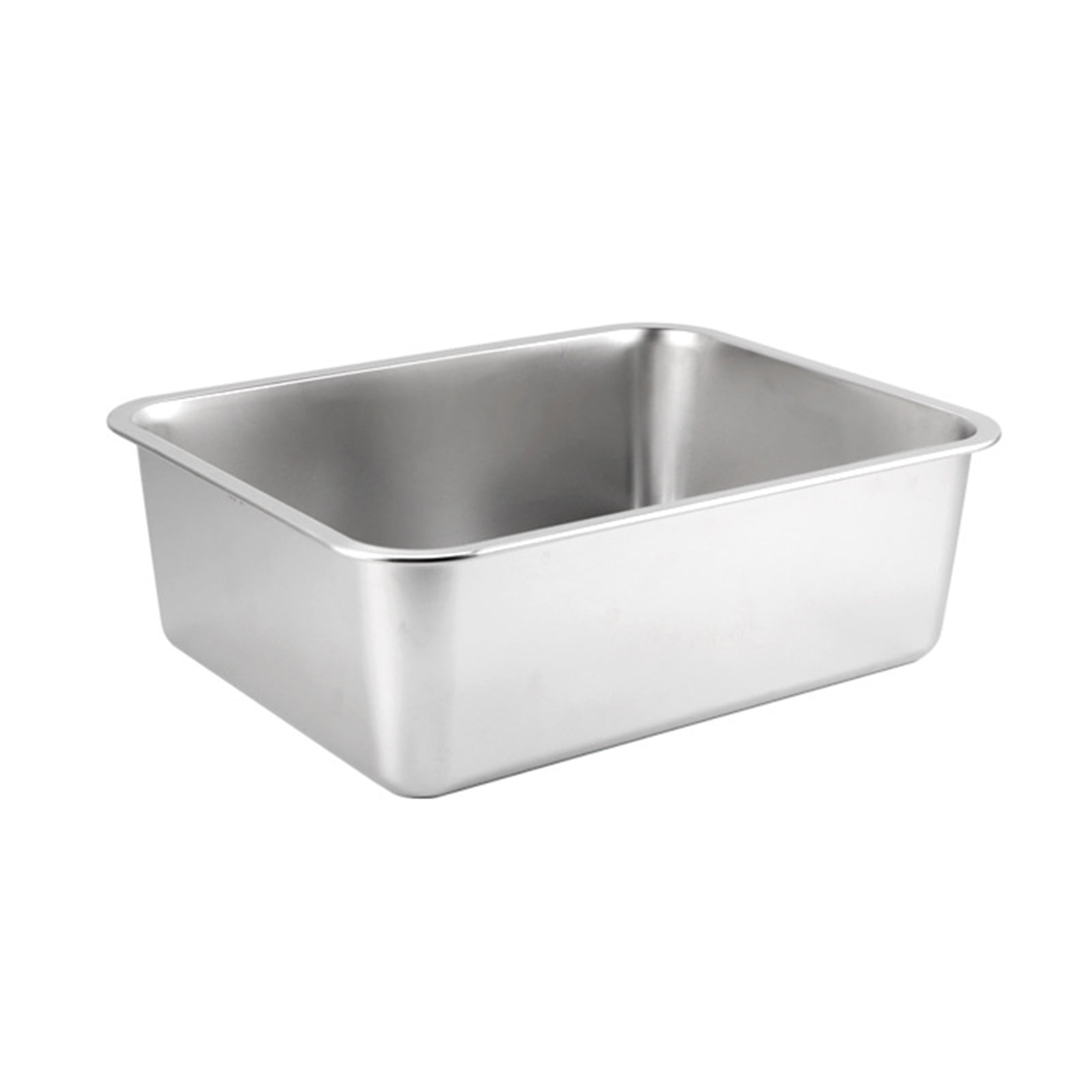 ZTGD Rectangle Stainless Steel Cat Litter Box Broken-resistant Low Entry Open Spacious Metal Litter Pan Pet Accessories