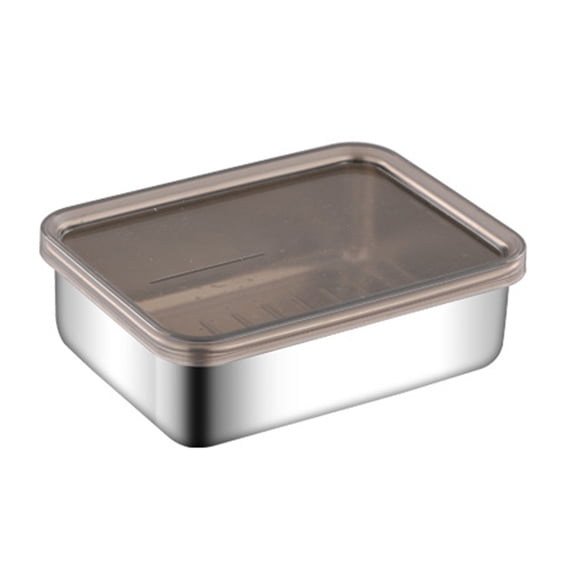ZTGD Refrigerator Stainless Steel Cheese Container Elevated Base Fridge Deli Meat Storage Box Kitchen Food Storage Container with Lid