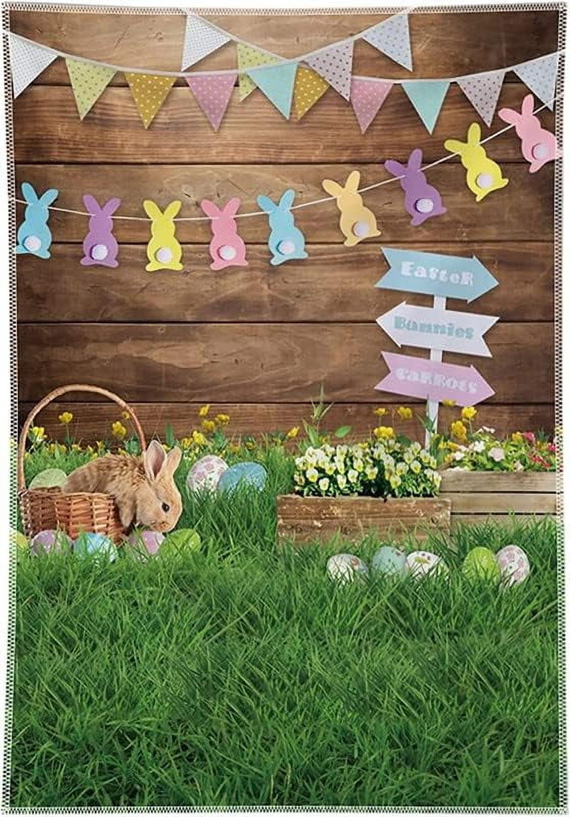 ZTHMOE 5x7ft Durable Fabric Spring Easter Photography Backdrop Rabbit ...