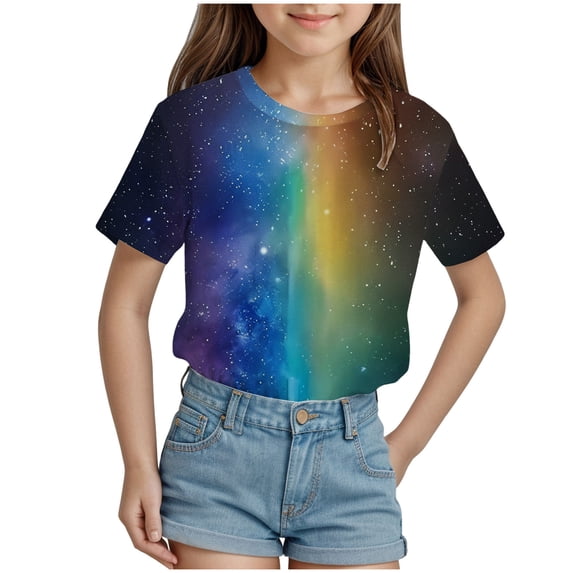 ZTKWD Boys Girls Tie Dye Shirt 3D Print Graphic Cool Design Colorful Tee Shirt for Teens 6-16 Years