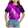 thumbnail image 1 of ZTKWD Boys Girls Kids Shirts Tops Short Sleeve Starry Sky Galaxy Print 6-16 Years, 1 of 4