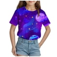 thumbnail image 1 of ZTKWD Boys Girls Kids Shirts Tops Short Sleeve Starry Sky Galaxy Print for Teen and Kids 6-16 Years, 1 of 4