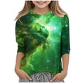 thumbnail image 1 of ZTKWD Boys Girls Tie Dye Shirt 3D Graphic Casual Crewneck 3/4 Sleeve Tops Tees 6-16 Years, 1 of 3