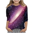 thumbnail image 1 of ZTKWD Boys Girls Tie Dye Shirt 3D Graphic Casual Crewneck 3/4 Sleeve Tops Tees for Kids 6-16 Years, 1 of 4