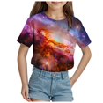 thumbnail image 1 of ZTKWD Boys Girls Kids Shirts Tops Short Sleeve Starry Sky Galaxy Print for Teen and Kids 6-16 Years, 1 of 4