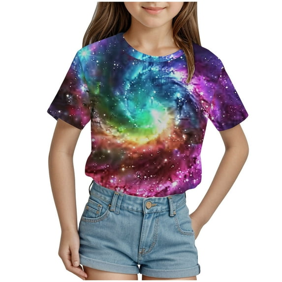 ZTKWD Boys Girls Tie Dye Shirt 3D Print Graphic Cool Design Colorful Tee Shirt for Teen and Kids 6-16 Years