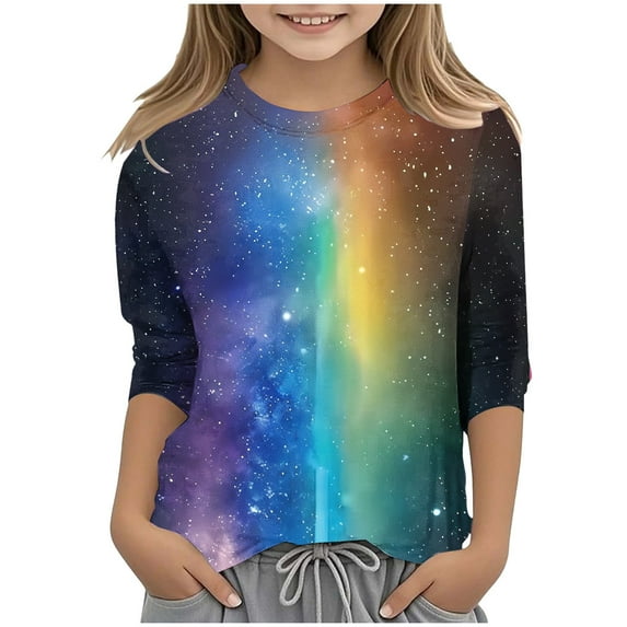 ZTKWD Shirts for Boys Girls Kids 3D Graphic T-Shirt Cool Crewneck 3/4 Sleeve Top Tees for Kids 6-16 Years
