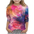thumbnail image 1 of ZTKWD Boys Girls Tie Dye Shirt Tops 3/4 Sleeve Starry Sky Galaxy Print for Teens 6-16 Years, 1 of 3