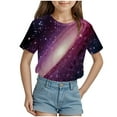thumbnail image 1 of ZTKWD Boys Girls Tie Dye Shirt Tops Short Sleeve Starry Sky Galaxy Print for Teen and Kids 6-16 Years, 1 of 4