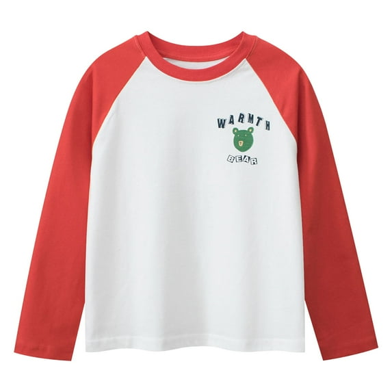 ZTKWD Boys Raglan T Shirts Long Sleeve Kids Crewneck Color Block Casual Tops Tees 2-12 Years Cotton Spring