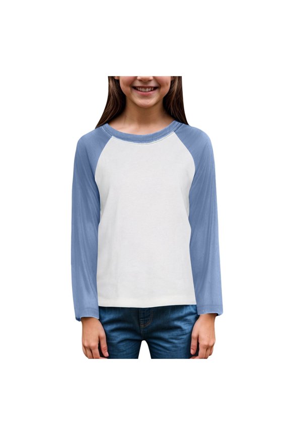 Boys Long Sleeve Raglan T Shirts Kids Crewneck Color Block Casual Tops Tees 2-12 Years School Spring