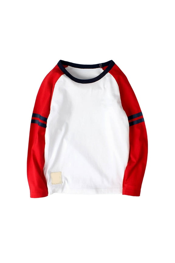 Boys Raglan T Shirts Long Sleeve Kids Color Block Crewneck Casual Tops Tees 4-14 Years Holidays Spring