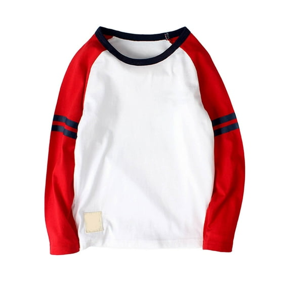 ZTKWD Boys Raglan T Shirts Long Sleeve Kids Color Block Crewneck Casual Tops Tees 4-14 Years Holidays Spring
