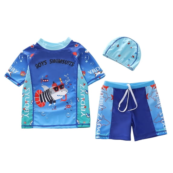 ZTKWD Little Boys Pullover Rash Guard and Swim Trunks Outfit Set Cool 4-15 Years