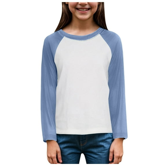 ZTKWD Boys T Shirts Long Sleeve Raglan Kids Color Block Crewneck Casual Tops Tees 2-12 Years School Spring