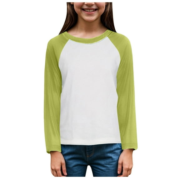 ZTKWD Boys T Shirts Long Sleeve Raglan Kids Color Block Crewneck Casual Tops Tees 4-14 Years School Spring