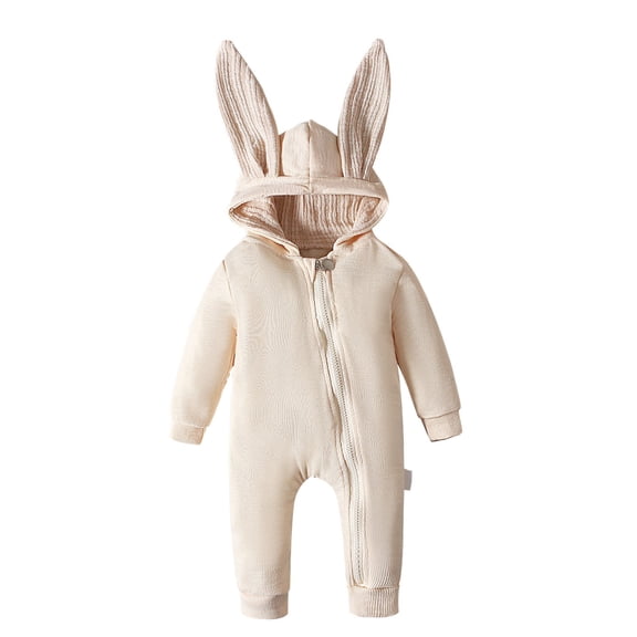 ZTKWD Easter Baby Clothes Baby Girl Boy Bodysuit Easter Romper Jumpsuit Hooded Bodysuit with Bunny Hat 0-18M