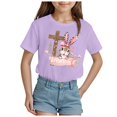 thumbnail image 1 of ZTKWD Girls Holidays Short Sleeve Graphic T-Shirts 2-14 years Easter eggs, 1 of 4