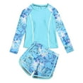 thumbnail image 1 of ZTKWD Girls Rash Guard Swimsuits 2 Piece Bathing Suit Summer Beach Long Sleeve Bathing Suit Size 7-12T, 1 of 1